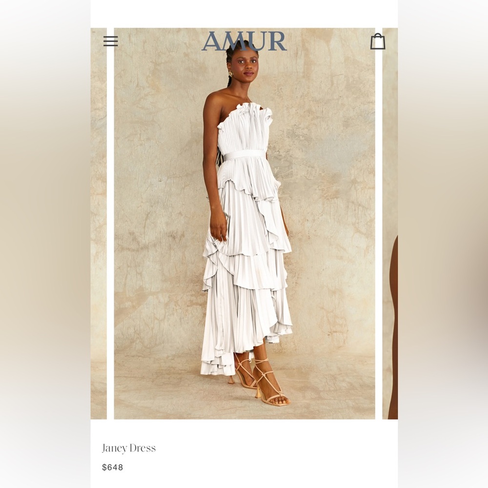 SOLD AMUR White Asymmetrical Ruffle Dress